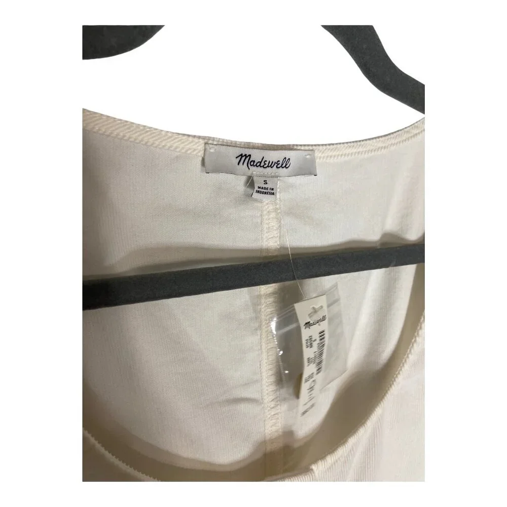 NWT Madewell Corduroy Shirred-Sleeve Button-Front Cream Top-sz small